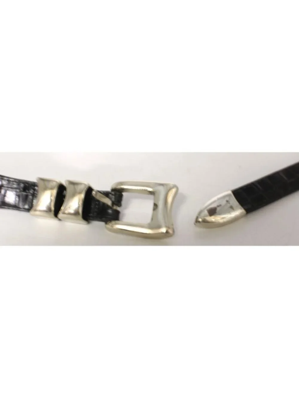 Onyx Brighton Black Leather Belt Size 40 Silver Buckle Croc Style Print USA Made